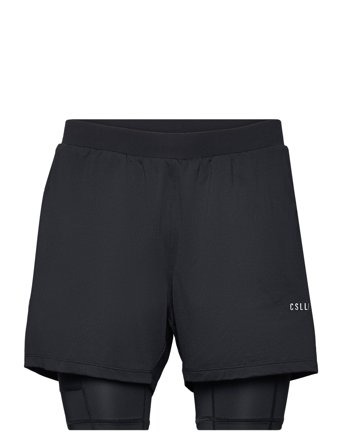 M Double Layer Shorts Shorts Sport Shorts Svart Casall*Betinget Tilbud