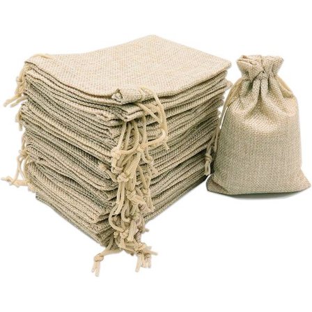 50-pak - Opbevaringsposer af bomuldslærred - Poser med snoretræk - 7x9cm - Linnedposer - Gaveposer/Små gaveposer/Tak-poser