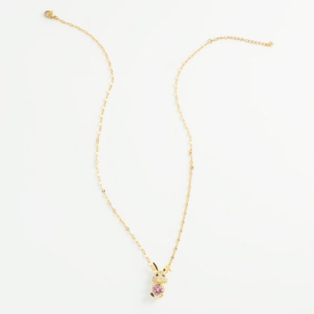 1 stk. LNCHRAN Dame Mote Kanin Anheng Halskjede med Cubic Zirconia, Rustfritt Stål, Lav Allergi - Gullkjede, Pe [DB]