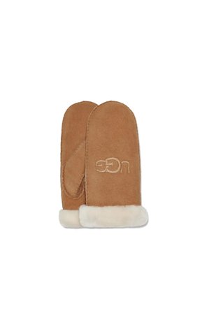 Sheepskin Embroider Mitten Chestnut S/M