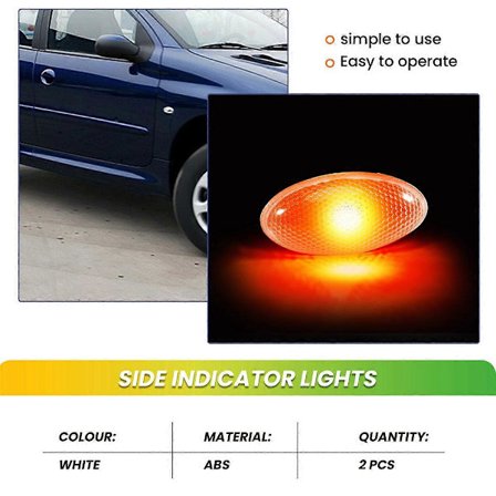 632574 2 X Blinklys Sidemarkeringslys Repeater Lampe Indikator til 206 407 607