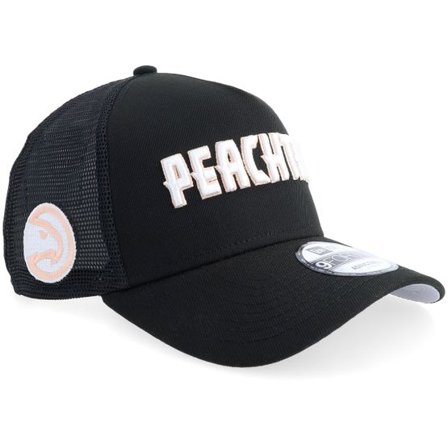 New Era - NBA Svart trucker Keps - Atlanta Hawks NBA City Edition 9FORTY Black/Peach A-frame Trucker @ Hatstore