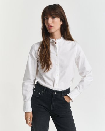 GANT Damen Klassische Oxford-Bluse mit Rüschen (46)