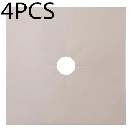 4 st Gasspis Skydd Återanvändbara Gasspis Brännare Köksmatta Gasspis Spis Skydd Rengöringsdyna Beige