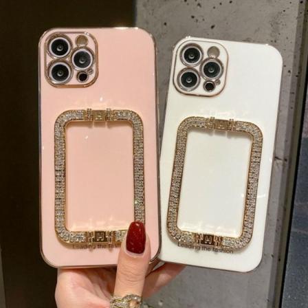 iPhone 13 -kotelon kahva, jossa on strassitimanttijalusta musta Pink one size