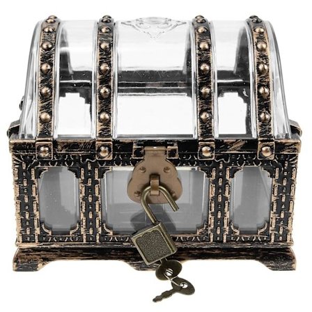 Transparent Piratskattkista i Plast, Kristall Smyckeskrin Förvaringsorganisatör