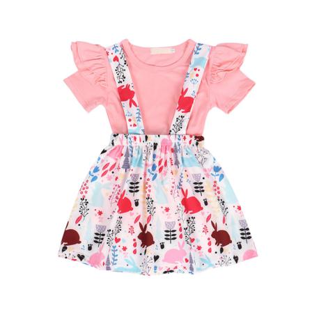 Kid Top Dress Set Baby Girl Kortärmad T-shirt Printed Party