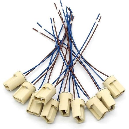 10 stk. G9 lampeholder, G9 keramisk fatning med 150 mm teflontråd til G9 LED halogenlamper i hjemmet (YH)