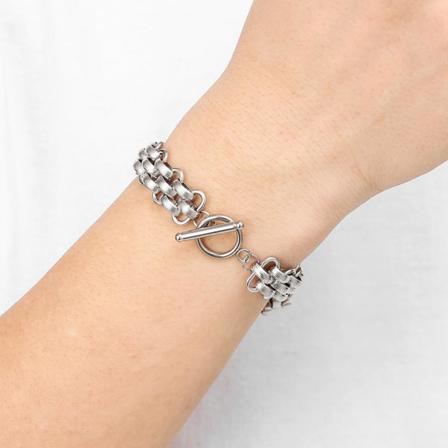 Unik Knäppning Kedja Armband För Män Rostfritt Stål Silver One Size
