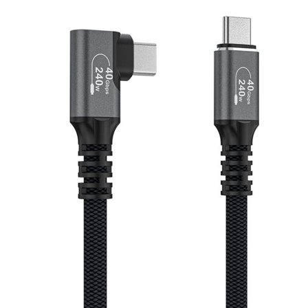 Wozinsky Thunderbolt 4 USB-C-kabel med vinklet stik 240W 1m 4K - Sort
