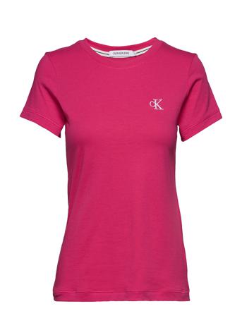 Ck Embroidery Slim Tee T-shirt Top Lyserød Calvin Klein Jeans
