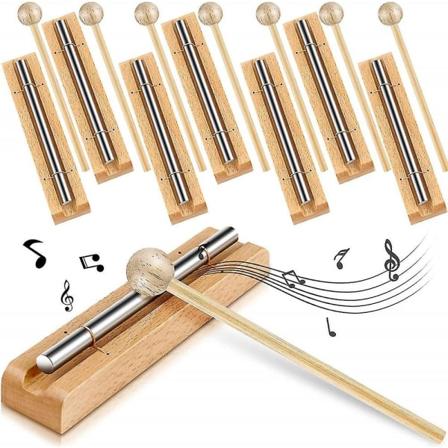 8 Sæt Meditationsstemmer Mindfulness Håndklokke Påmindelsesklokke Kompatibel Klasserums Håndklokke Lærerklokke Percussion Instrument Med Hammer 