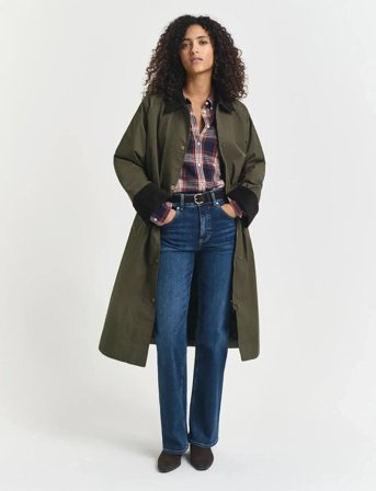 GANT Waxed Cotton Relaxed Car Coat - Khaki green - XS