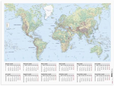Burde Väggblad Världskarta 2026 - Lyreco - Almanackor och kalendrar - Väggkalendrar - Väggblad