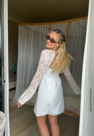 Bubbleroom Occasion Lace Sleeve Bustier Dress Klær