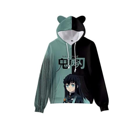 Voksen Anime Demon Slayer Hætte Cosplay Sweatshirt Luvtrøjer Pullover Sport Toppe Gave D 3XL