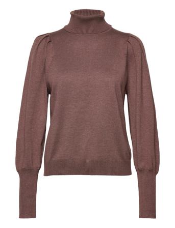 Srleana Roll Neck Knit Brown Soft Rebels