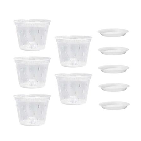 5 stk Gjennomsiktig orkidepotte rotkontroll Meshpot potte orkidé 5Pcs