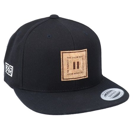 Fair - Pause Square Cork Patch Black Snapback Snapback Black Cap - @ Hatstore