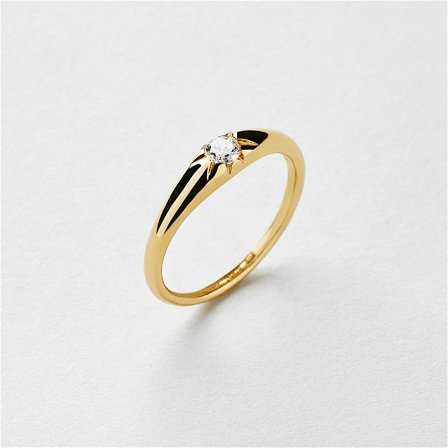 Sequin Pinky Ring - 24K Guldpläterat Sterling Silver - Safira
