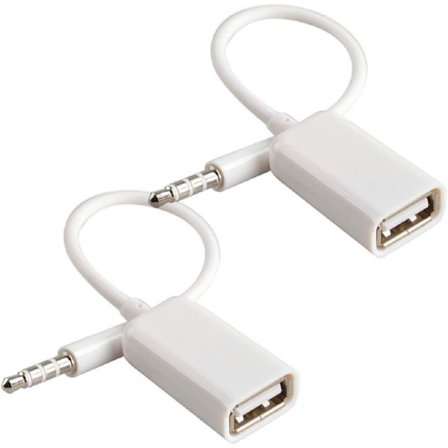 2 stk AUX til USB 3,5 mm hann Aux lydkontakt til USB 2,0 hunn