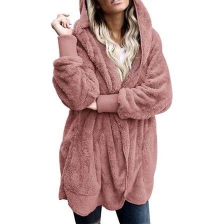 Naisten hupullinen takki Oversize-takki Talvinen pehmotakki Pitkähihainen talvitakki Lämmin neuletakki Huppari neuletakki taskuilla Talvitakki