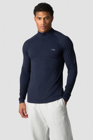 ICANIWILL - Essential Seamless 1/4 Zip Long Sleeve M Navy - Pitkähihaiset - Miehet - Treenivaatteet ICIW:ltä