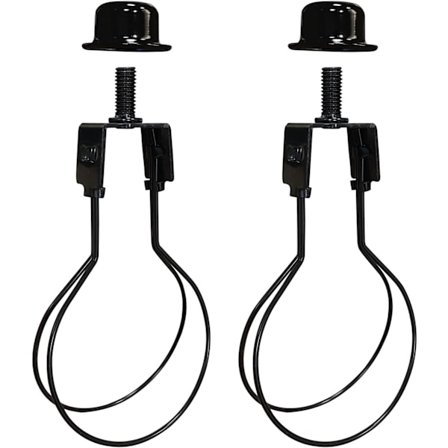 Adapterkit til lampeskærmsharpefod - Inkluderer kantliste og skærmudjævner til at holde lampeskærmens beslag på plads Pærefjederklemme - 2-pak (sort)