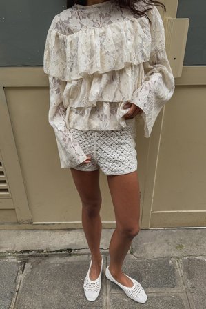 NA-KD lagen Volantbluse - Blusen - Offwhite - XS