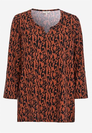 Cellbes of Sweden - Trikåtopp med 3/4-långa ärmar - rost / svart / mönstrad - för damer - 38/40
