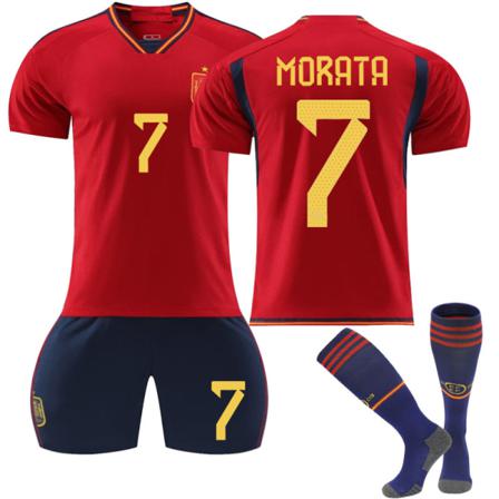 2022 Qatar World Cup Spanien Hemma Fotbollströjor Set 28