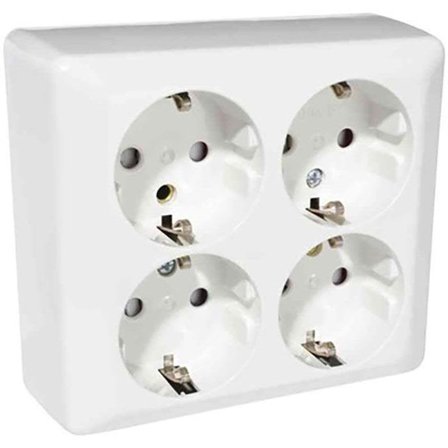 Elko RS Stikkontakt utenpåliggende, jordet, 4-veis, Strømbrytere & vegguttak
