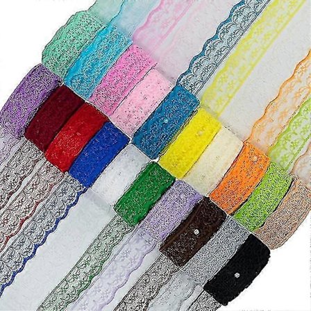 20 rullaa, 200 jaardia sekavärisiä kukkakuvioisia kangasnauhoja