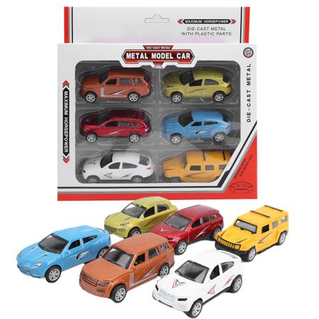 1:64 Kid Alloy Simuleringsbilset Barn Pullback Bilmodell Leksaker Födelsedagspresent Pull-back Bilset 6st