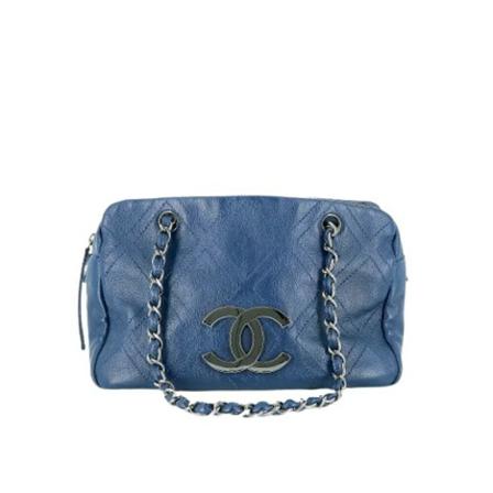 Chanel Vintage Pre-owned Læder chanel-tasker Blå, Dame Vintage Tasker, Størrelse: ONE Size