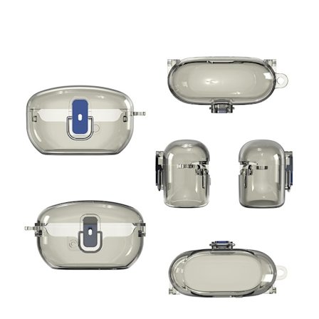 Sony WF-1000XM5 Bluetooth-kuulokkeiden suojakotelo, iskunkestävä kova kuori (läpinäkyvä harmaa)