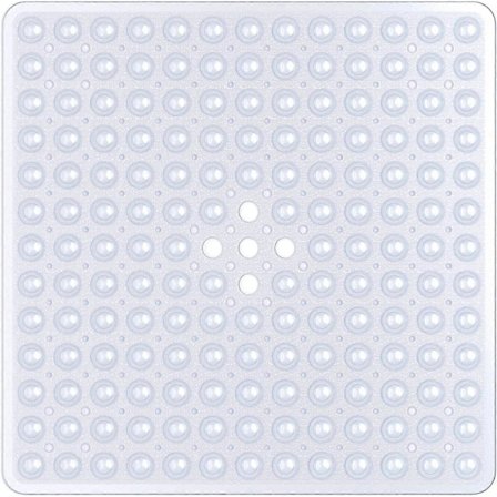 Firkantet dusjmatte, sklisikker og anti-mugg - 53 x 53 cm dusjmatter for inne i dusjen, sklisikker gummidusjmatte med sugekopper og dreneringshull