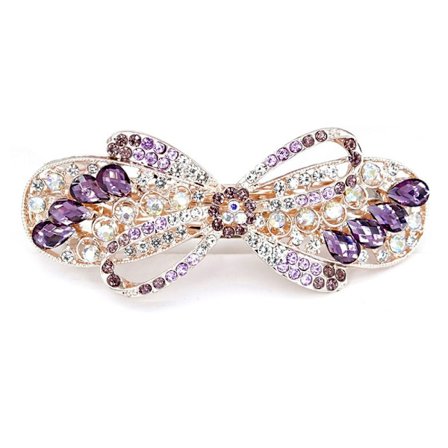 Crystal Bowknot Hårklämmor Hårspännen LILA
