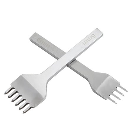 2 stk skinnprikkejern 5mm 4 tenner 6 tenner hvit stål søm punch DIY rund skinnstansingsverktøy