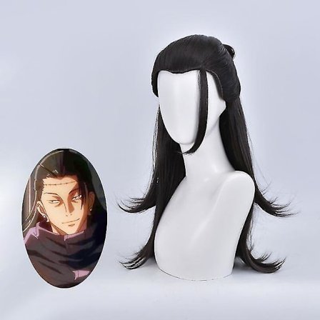 Anime Jujutsu Kaisen Parykk Geto Suguru Svart Lang Rett