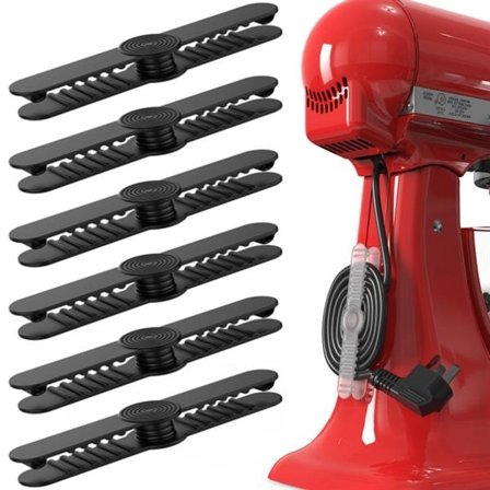 Kabelholder for kjøkkenapparater 6-pakning - Svart