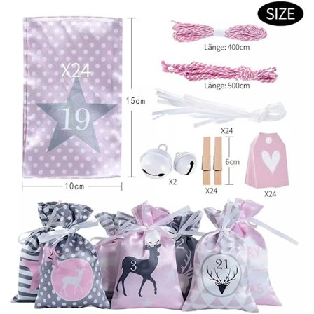 2023 Ny Julgåväska Set Dragkedja Dragkedja Fick Countdown Adventskalender Godis Hängande Väska