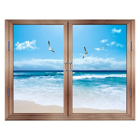 Mordely Nature Mountain Forest Lake Väggdekaler, 3D Lake View Fake