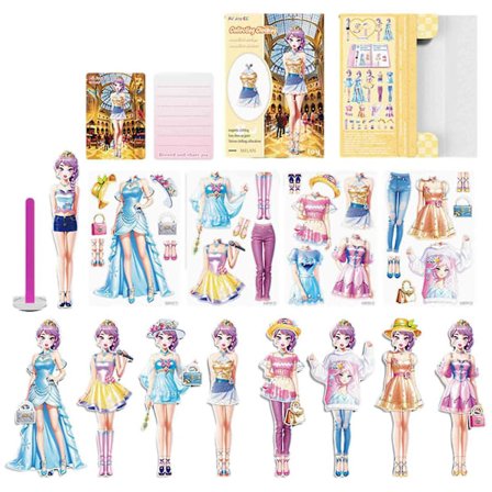 Bärbara Magnetiska Utklädningsdockor Prinsessa av Papper för Kreativa Barn (FMY)