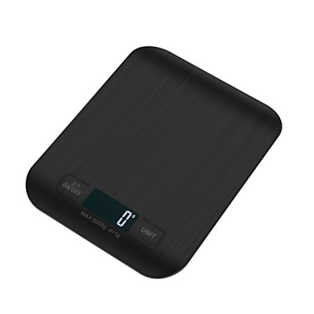 Digital köksvåg - 5 kg kapacitet, bakgrundsbelyst LCD-skärm för bakning, matlagning och måltidsförberedelser (Svart)