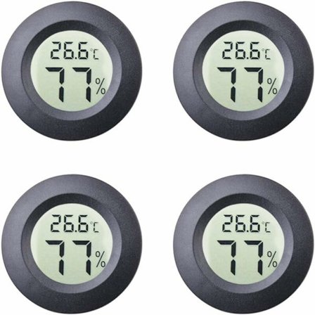 4-pakning Mini Rund Hygrometer Termometer Celsius eller Fahrenheit