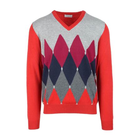 Ballantyne Men`s Gray/Red Sweater Rød, Herre