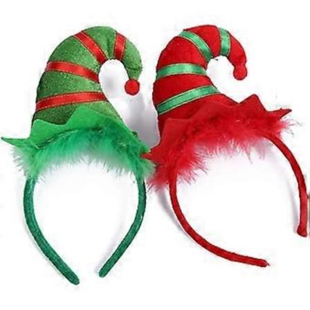Julhuvudband, Flerfärgad Tomteluva Huvudband med 3D-Mönster för Jul och Festligheter