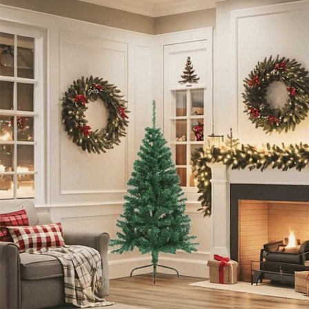 vidaXL Halv plastgran med fot grön 150 cm PVC