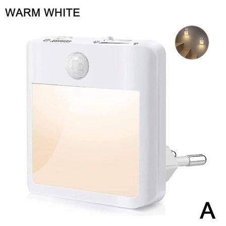 LED Natlampe Dæmpbar Bevægelsessensor Stikkontakt Natlampe Sensorlys (Varmt hvid)